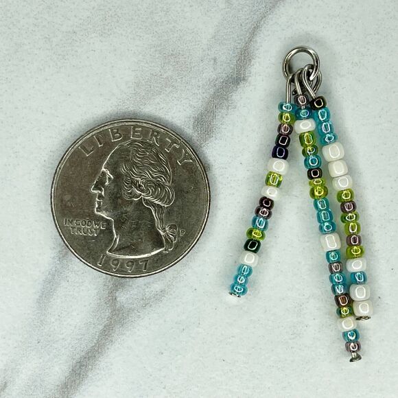 Triple Strand Colorful Beaded Upcycled Pendant - Picture 2 of 5